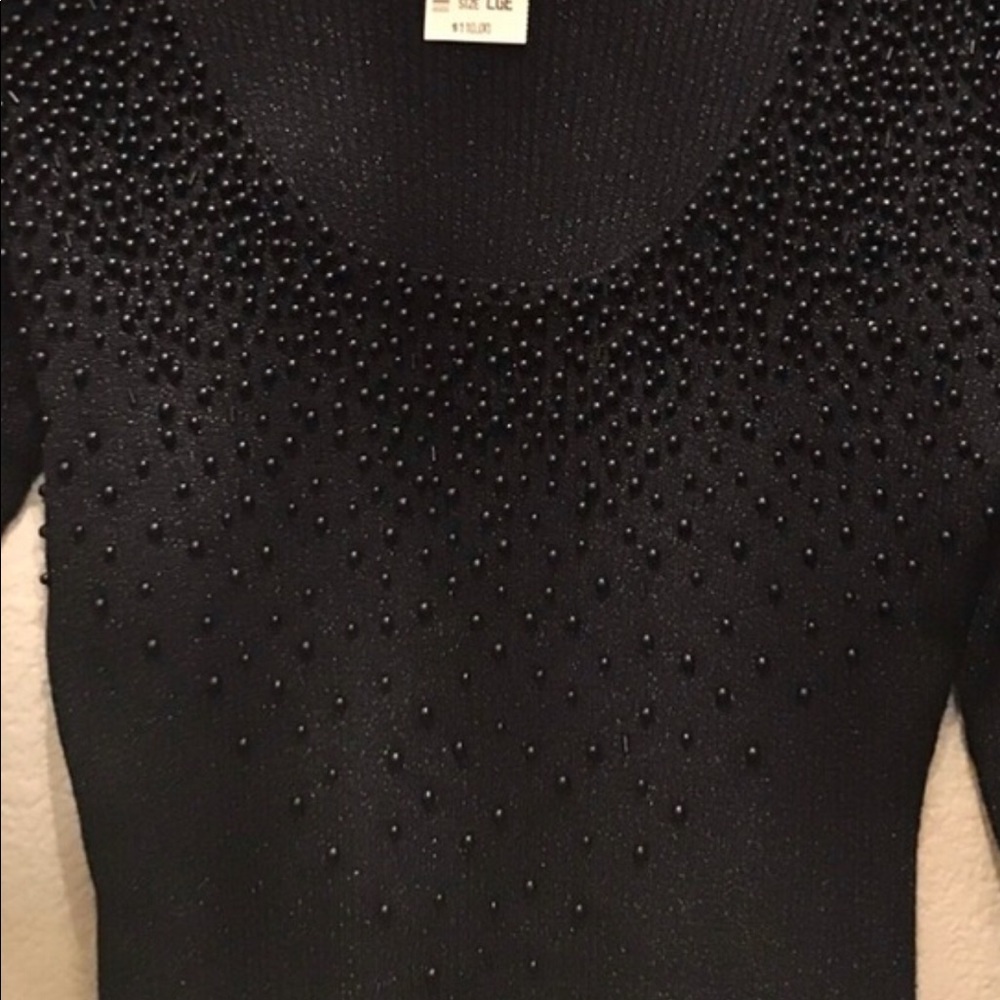 🔥CHRISTINE PHILLIPE’ BLACK METALLIC & PEARL TOP